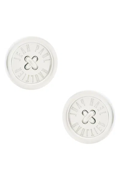 Jean Paul Gaultier Button Earrings In Silver