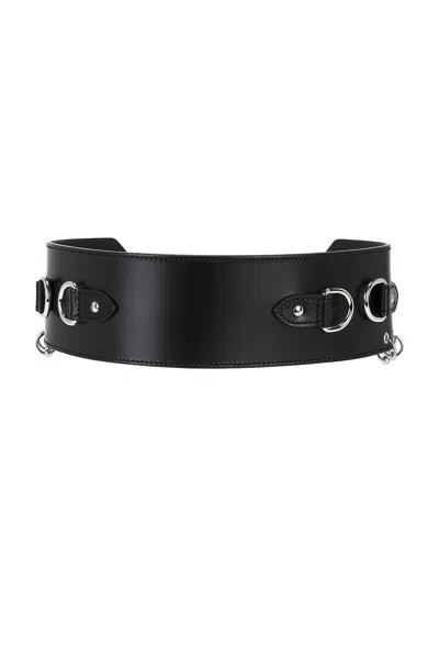 Isabel Marant Brighton Wide Leather Belt With Rings In Black