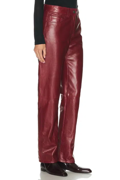Khaite Womens Garnet Callum Straight-leg Leather Trousers In Burgundy