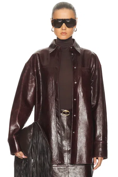Sportmax Borel Leather Jacket In Burgundy
