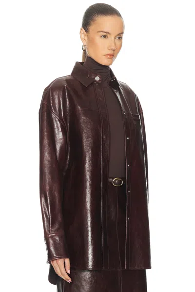 Sportmax Borel Leather Jacket In Burgundy