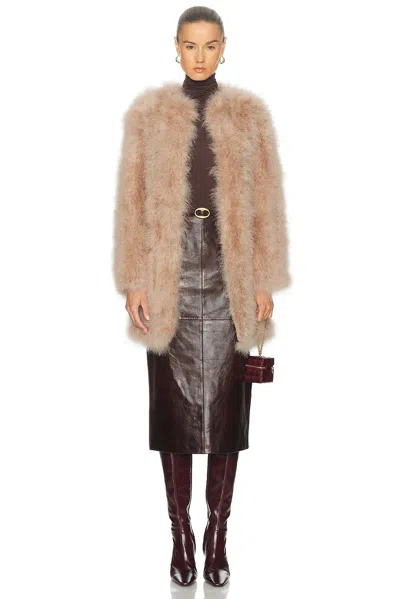 Yves Salomon Feather Jacket In Brown