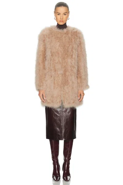 Yves Salomon Feather Jacket In Brown