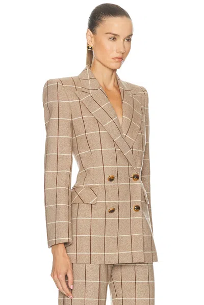 Valentino Checked Double-breasted Virgin Wool Blazer In Brown