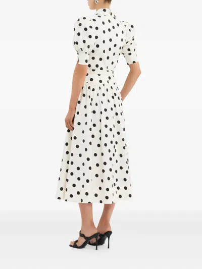 Rebecca Vallance Maisie Polka-dot Cotton-blend Midi Dress In White