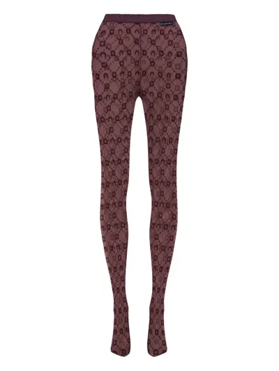 Marine Serre Moonogram Mesh Flock Tights In Red