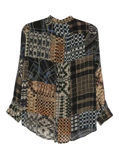 Yavi Patchwork Shirt In Black