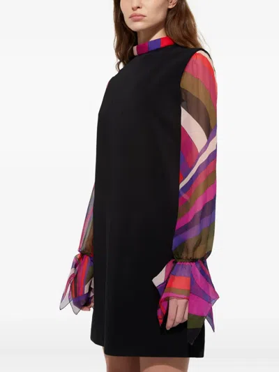 对比衣袖迷你连衣裙