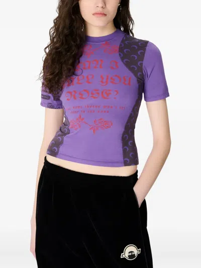 Marine Serre Regenerated Graphic Jersey Baby Fit T-shirt In Purple