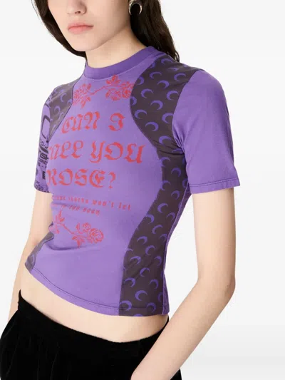 Marine Serre Regenerated Graphic Jersey Baby Fit T-shirt In Purple