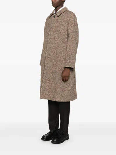 Sandro Single-breasted Coat In Brown