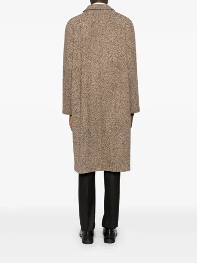 Sandro Single-breasted Coat In Brown