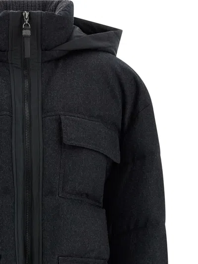Brunello Cucinelli Quilted Zip Jacket In Gray