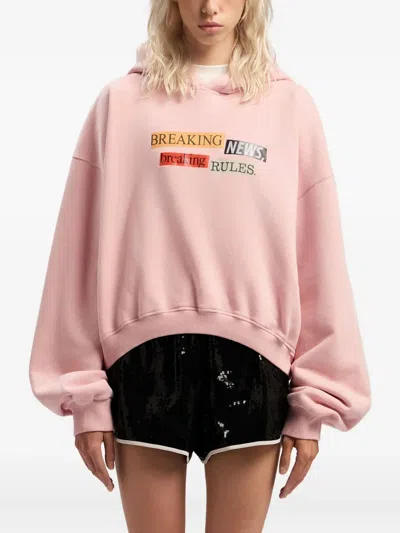 Palm Angels Quote Graphic-print Hoodie In Pink