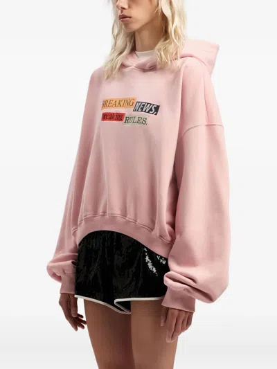 Palm Angels Quote Graphic-print Hoodie In Pink