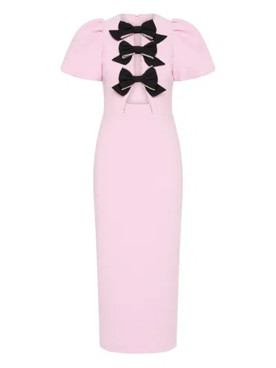 Rebecca Vallance Nemy Bow-embellished Crepe Midi Dress In Pink