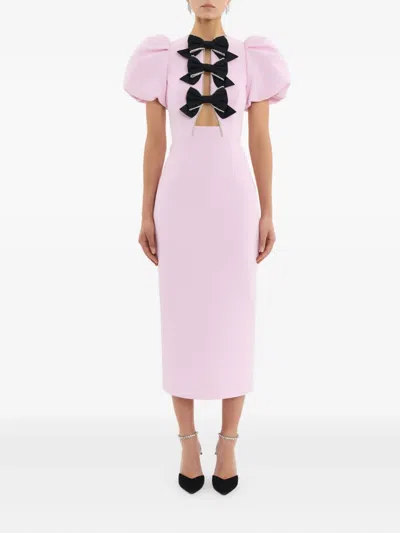 Rebecca Vallance Nemy Bow-embellished Crepe Midi Dress In Pink