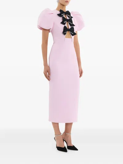Rebecca Vallance Nemy Bow-embellished Crepe Midi Dress In Pink