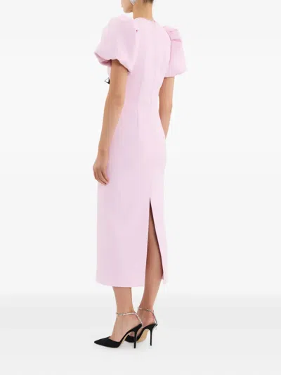 Rebecca Vallance Nemy Bow-embellished Crepe Midi Dress In Pink