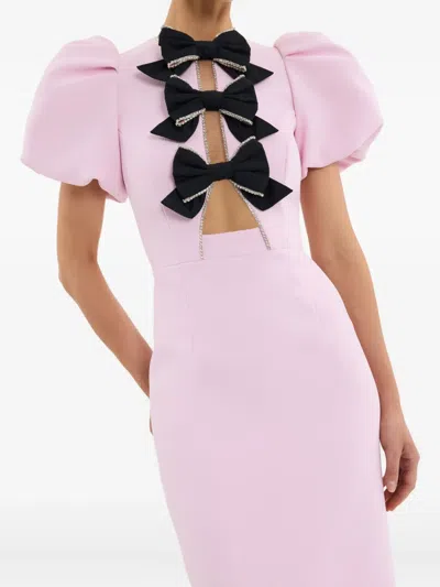 Rebecca Vallance Nemy Bow-embellished Crepe Midi Dress In Pink