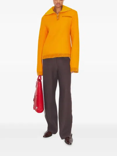 Tory Burch Half-zip Wool Sweatshirt In Orange