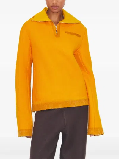 Tory Burch Half-zip Wool Sweatshirt In Orange