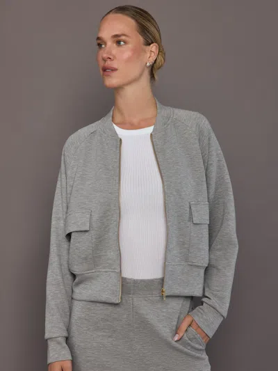 Carbon38 Knit Bomber Jacket In Modal Luxe In Gray