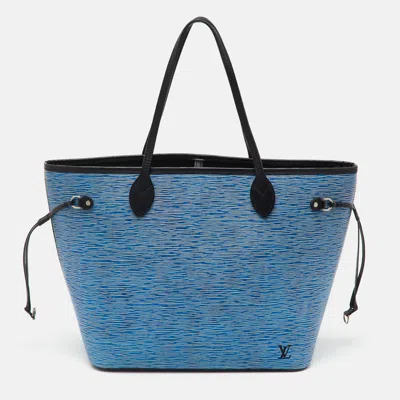 Pre-owned Louis Vuitton Light Denim Epi Leather Neverfull Mm Bag In Blue