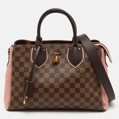 Pre-owned Louis Vuitton Damier Ebene Canvas And Leather Normandy Bag In Brown
