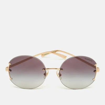Pre-owned Tiffany & Co Gradient Grey/gold Tone Tf 3071 Round Sunglasses In Gray