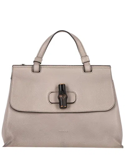 Gucci Grey Leather Small Bamboo Daily Top Handle Bag (authentic Pre-loved) In Gray