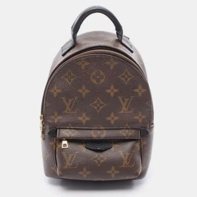 Pre-owned Louis Vuitton Palm Springs Mini Backpack Coated Canvas And Leather With Monogram Design Brown Black