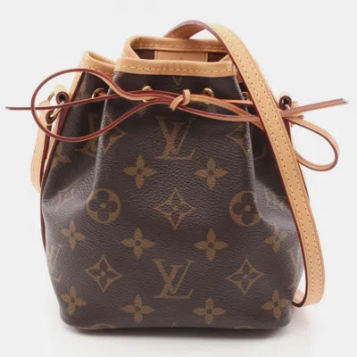 Pre-owned Louis Vuitton Nano Noe Monogram Shoulder Bag Coated Canvas Leather Brown