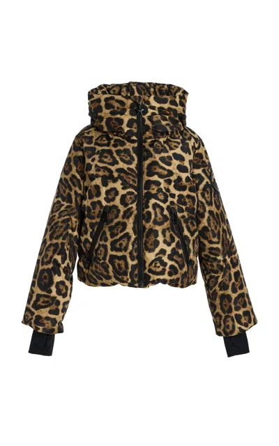 Goldbergh Pantera Leopard-print Hooded Padded Recycled Down Ski Jacket In Animal Print
