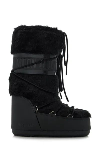 Moon Boot Logo Printed Lace-up Snow Boots In Black