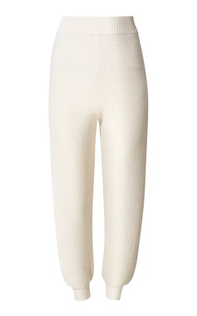 Perfect Moment Crystal Cable-knit Wool Tapered Pants In White