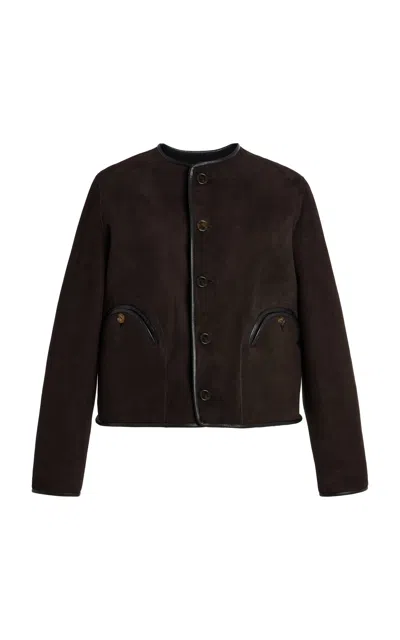 Blazé Milano Gliss Reversible Shearling Bolero In Brown