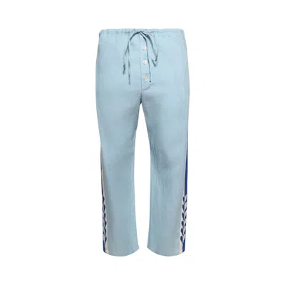 Pre-owned Bode Seedling Stripe Pajama Pants 'white/blue' | Men's Size Xl