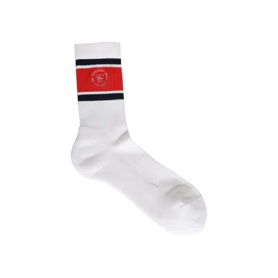 Pre-owned Sporty And Rich Sporty & Rich Srhwc Roller Socks 'white/dark Navy/ruby' | Women's Size Onesize