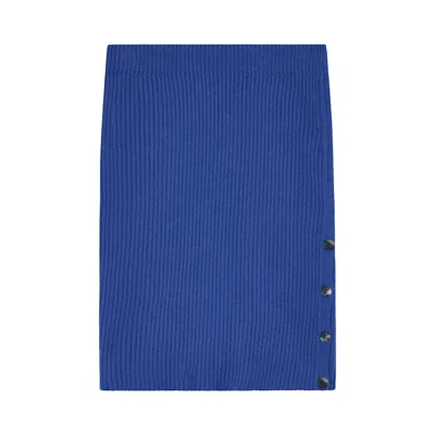 Pre-owned Courrèges Buttoned Light Rib Mini Skirt 'sapphire' | Blue | Women's Size S