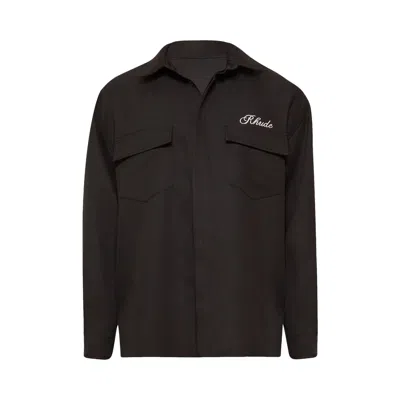 Pre-owned Rhude Boxy Long-sleeve Work Shirt 'black' | Men's Size Xxl
