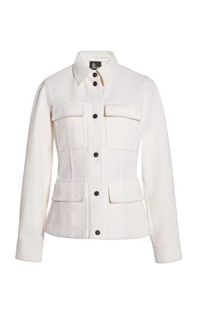 Moncler Collared Shirt Jacket Featuring Long Sleeves In White