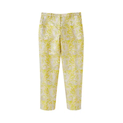 Pre-owned Valentino Iris Brocade Pant 'yellow' | Women's Size 40