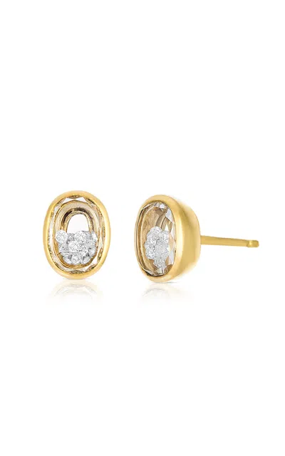 Moritz Glik Neue Oval 18k Yellow Gold Diamond Earrings In Gold
