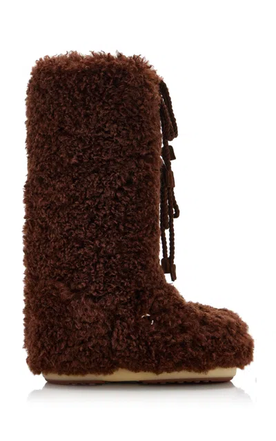 Moon Boot Brown Eco Fur Icon Boots In Brown