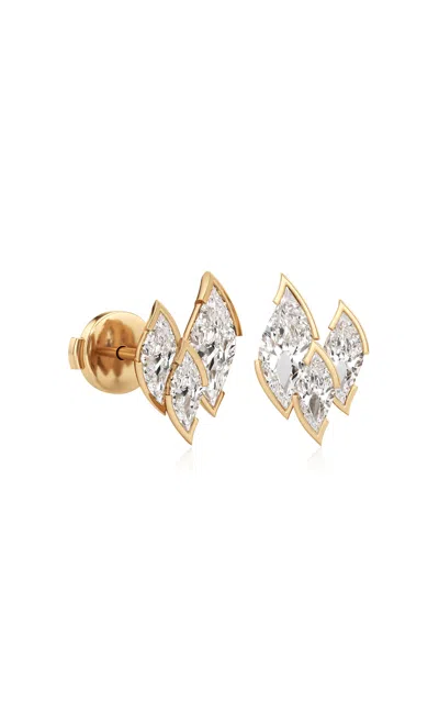 Unsaid Small Flame 18k Yellow Gold Diamond Earrings In Gold
