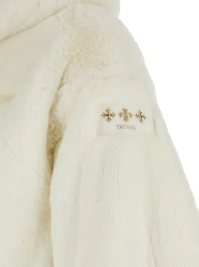 Tatras Yumola White Jacket With Drawstring Hood And Logo Patch On The Sleeve In Ecofur Woman In White