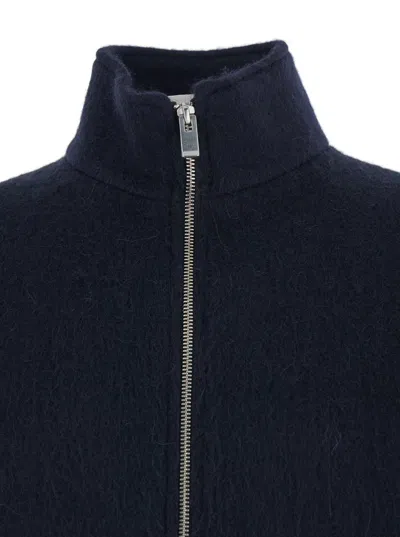 Tonywack Blue Jacket With High Neck And Dropped Shoulders In Wool Man In Blue