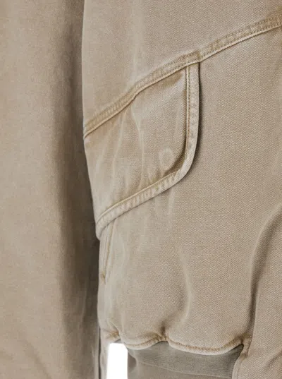 Wooyoungmi Beige Jacket With Contrasting Collar And Distressed Effect In Cotton Blend Man In Brown