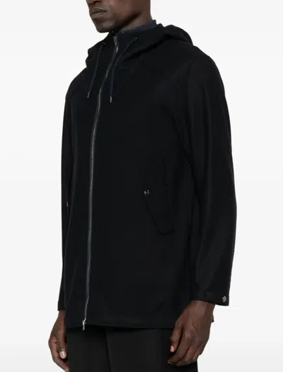 Herno Hooded Zip-front Coat In Blue